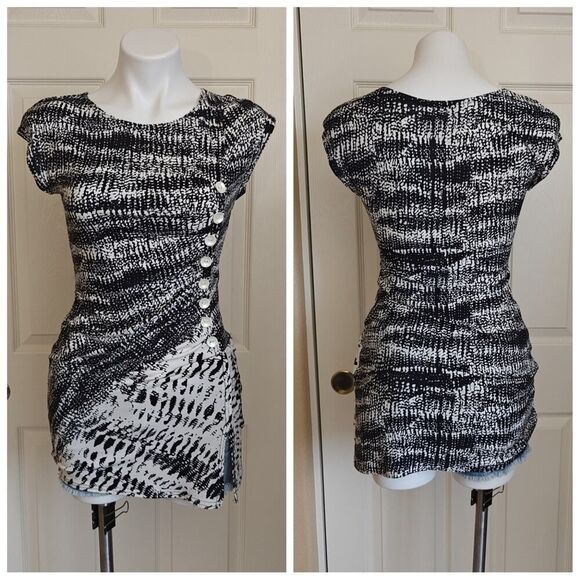 Joseph Ribkoff buttoned asymmetrical stretchy tunic sz 6 - Picture 2 of 8